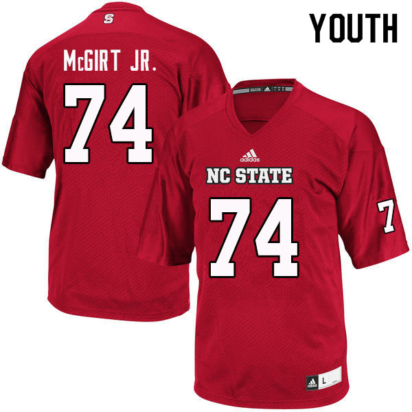 Youth #74 Emanuel McGirt Jr. NC State Wolfpack College Football Jerseys Sale-Red - Click Image to Close
